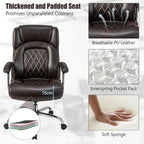 Leather Office Chair with Rocking Mode and Armrests