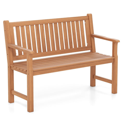 Solid Wood Garden Bench – Outdoor Seating with Curved Armrests & Backrest