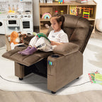 SEDOL Deluxe Larger Kids Recliner Armchair with Dual Cup Holders and Storage Pockets Premium Velvet Children’s Lounge Chair with 130° Adjustable Backrest & Pine Wood Frame