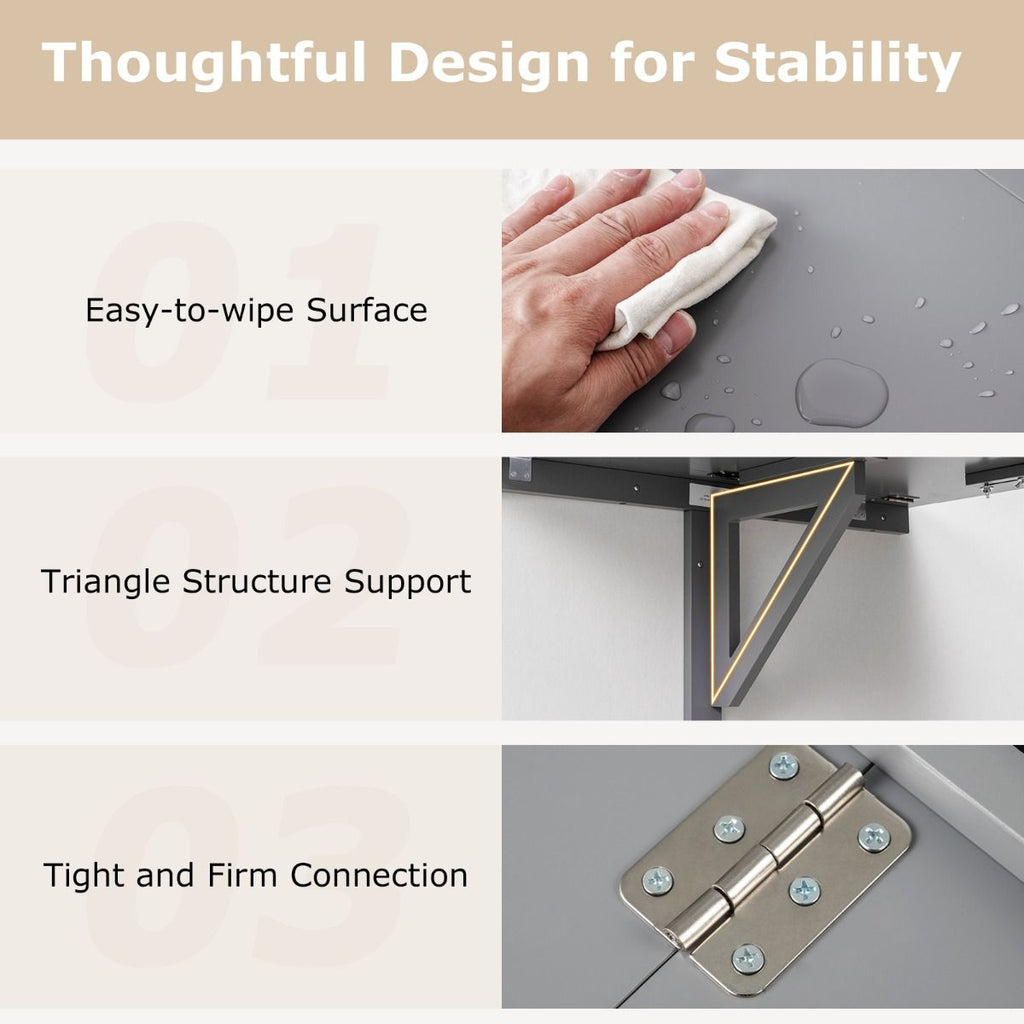 80 X 60 Cm Wall Mounted Folding Table Drop-Leaf Floating Writing Desk