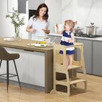 SEDOL 3-in-1 Montessori Convertible Learning Tower & Weaning Table with Integrated Chalkboard – Solid Wood Foldable Kitchen Helper Stool with A-Frame Stability – 60kg Capacity