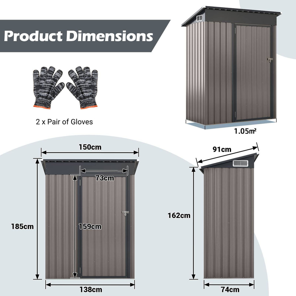 All-Weather Outdoor Storage Shed – Waterproof Garden Utility Cabinet with Sloping Roof