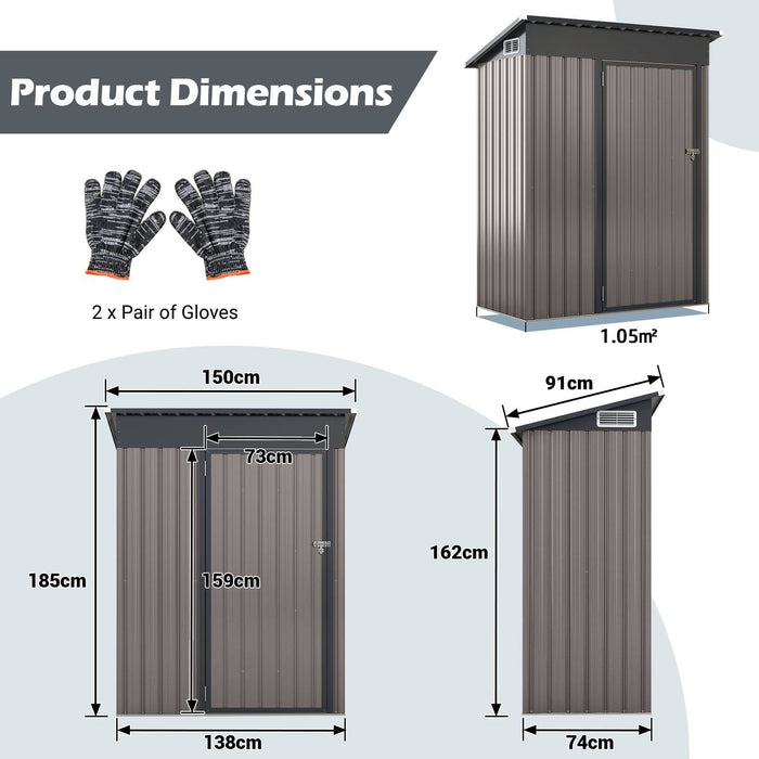 All-Weather Outdoor Storage Shed – Waterproof Garden Utility Cabinet with Sloping Roof