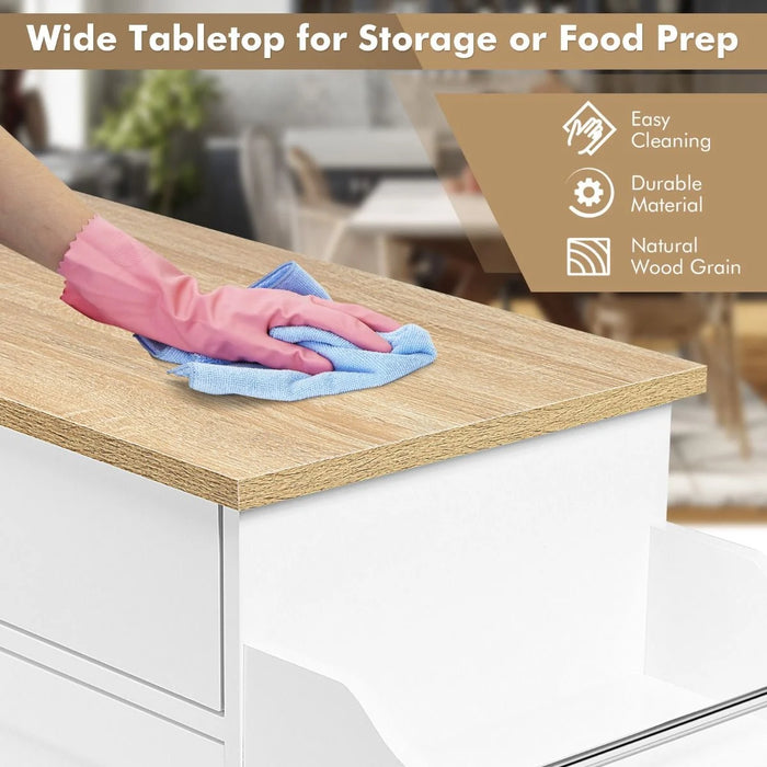 Rolling Kitchen Storage Trolley with Adjustable Shelf and Drawer