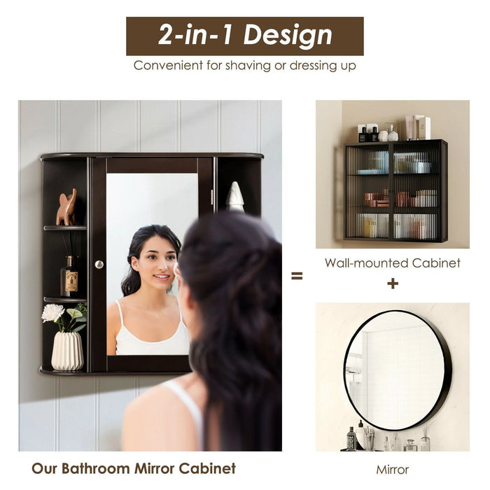 3-Tier Mirrored Wall Mounted Bathroom Cabinet