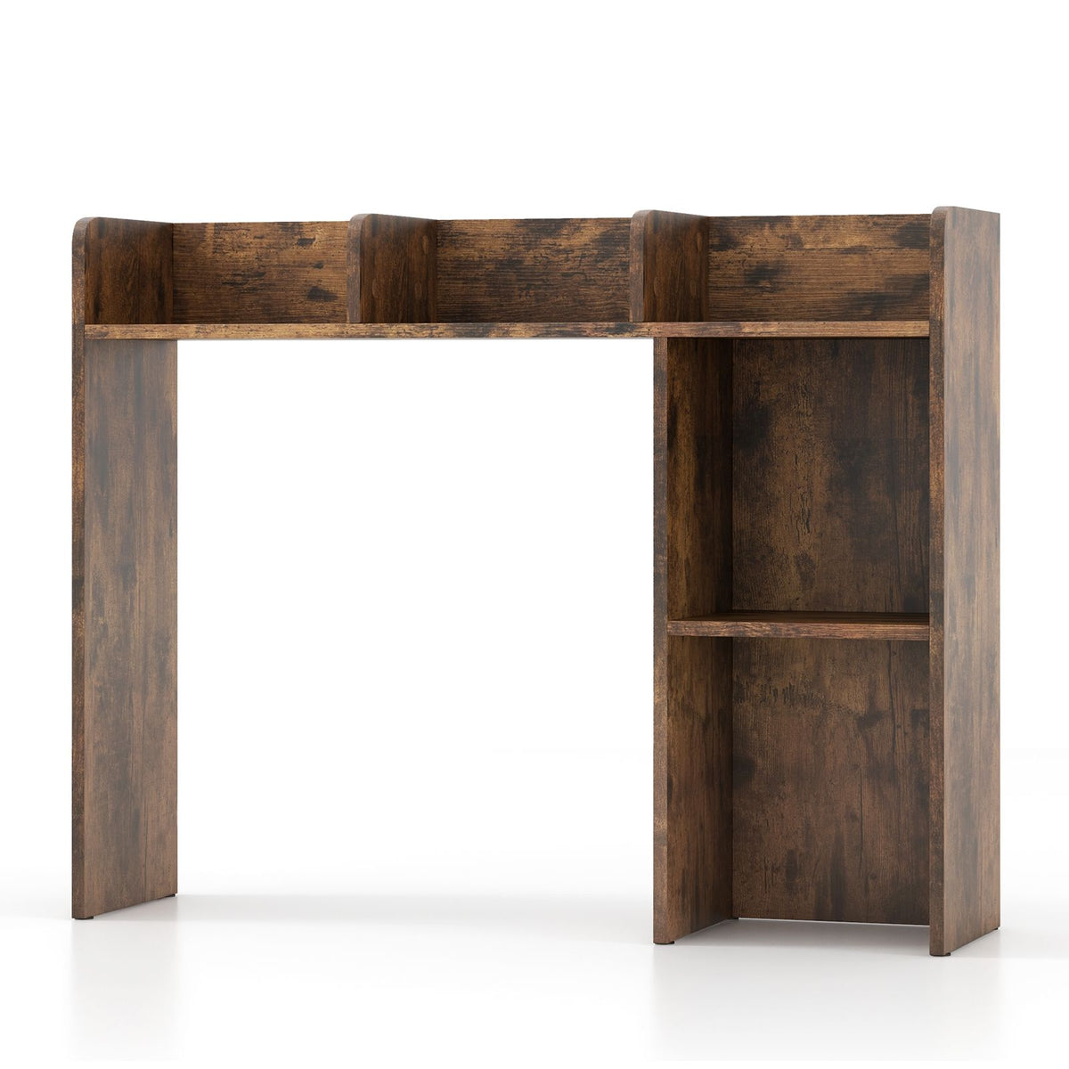 Wooden Desk Bookshelf with 4 Shelves and Open Back Compartment