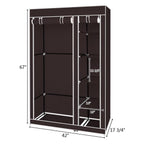 67" Portable Clothes Wardrobe – Fabric Closet with Hanging Rod (Dark Brown)