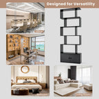 Industrial S-Shaped 5-Tier Bookcase with Cabinet