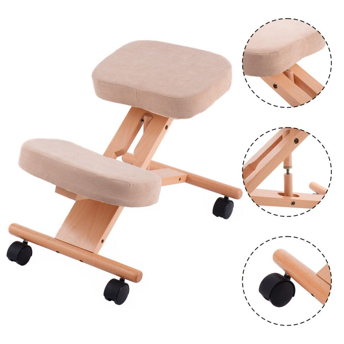 Wood Posture Stool with Angle and Height Adjustable for Gaming Computer Work