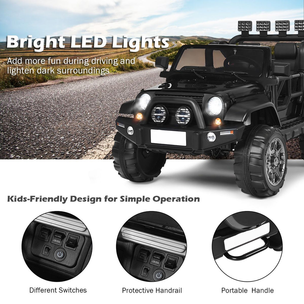 SEDOL 2-Seater 12V Electric Kids Ride-On Truck with Dual Storage Compartments Parental Remote Control High-Capacity 7Ah Battery and All-Terrain Spring Suspension – 50kg Limit
