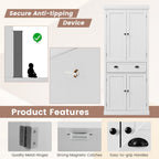 4-Door Tall Kitchen Cupboard Adjustable Shelves and Drawer