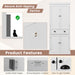4-Door Tall Kitchen Cupboard Adjustable Shelves and Drawer