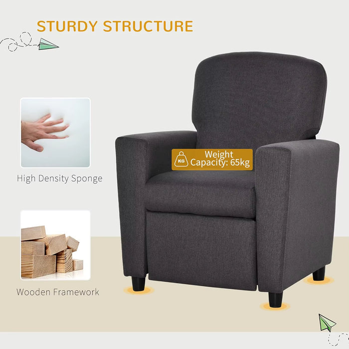 SEDOL Kids Recliner Armchair with Integrated Footrest 2-in-1 Children’s Sofa Lounger with Breathable Linen Fabric and Solid Wood Frame for Playroom & Bedroom