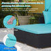 Rattan Daybed with Retractable Canopy, Cushions & Side Trays