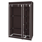 67" Portable Clothes Wardrobe – Fabric Closet with Hanging Rod (Dark Brown)