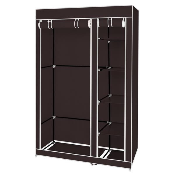 67" Portable Clothes Wardrobe – Fabric Closet with Hanging Rod (Dark Brown)