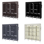 67" Portable Clothes Wardrobe – 12-Shelf Fabric Closet Organiser (Beige)