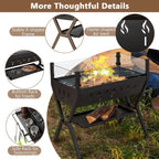 Charcoal Barbecue Grill with Wind Guard & Seasoning Racks