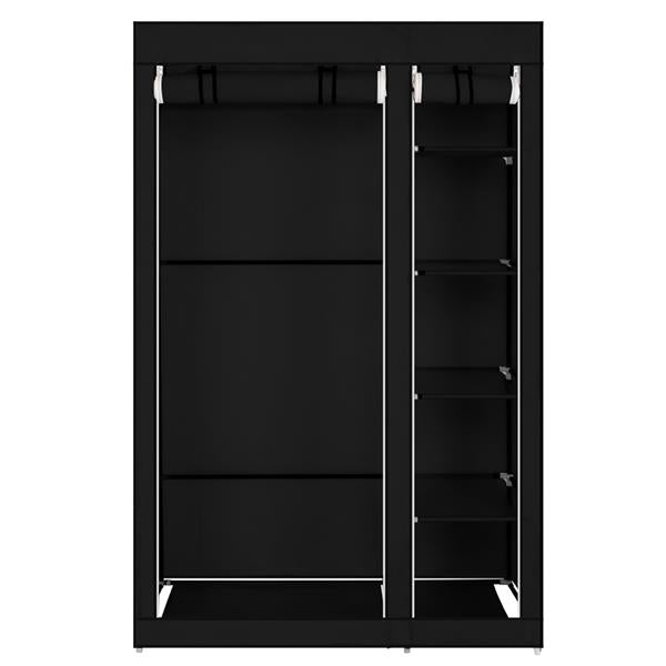67" Portable Clothes Wardrobe – Fabric Closet with Hanging Rod (Black)