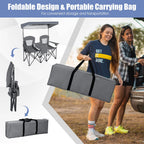 Double Folding Camping Chair with Canopy and Armrests