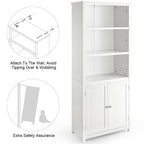 Wooden Tall Bookcase with 3-Tier Storage Cabinet