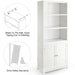 Wooden Tall Bookcase with 3-Tier Storage Cabinet