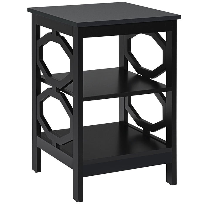 3-Tier Bedside Table with Storage Shelves for Living Room Bedroom