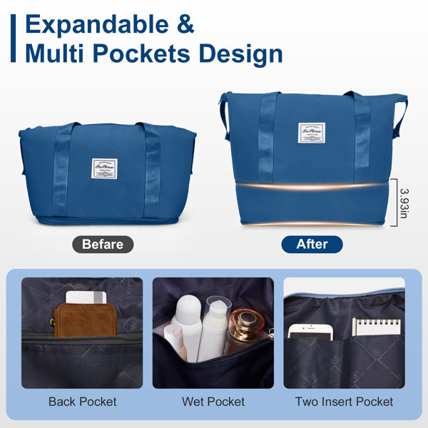 4-Piece Luggage Set with Handbags & Toiletry Kit – Durable Hard Shell Suitcases 18"/20"/24"/28" with Spinner Wheels, Travel Tote & Wash Bag – Dark Blue