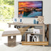 3-Tier Rustic TV Stand with Open Shelves and Cable Management