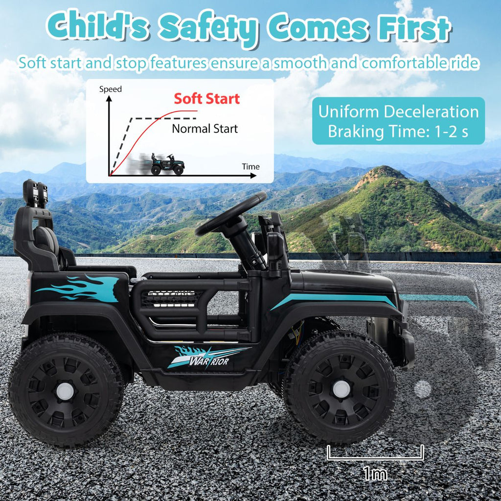 SEDOL 12V Electric Ride-On Truck for Kids with Parental Remote Control Dual 25W Motors All-Terrain Shock Absorbers LED Headlights and Soft-Start Safety System