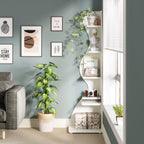 SEDOL Corner Shelf 5-Tier Modern Wall Bookshelf Stylish Tall Corner Storage Rack Small White Bookcase Plant Stand for Living Room Bedroom Office Space Saving