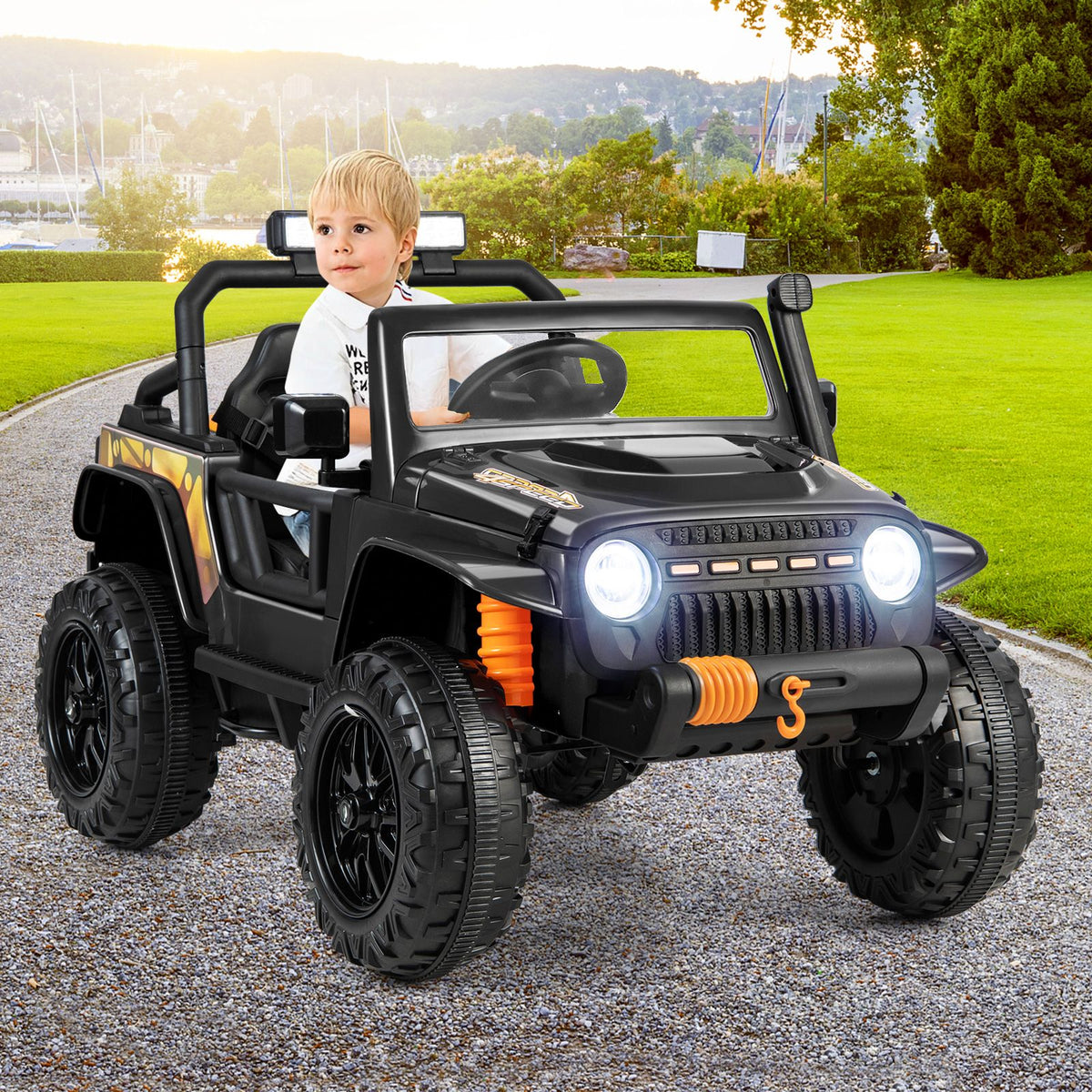 SEDOL 12V Parent-Child Ride-On Truck with 100kg High-Capacity Load High-Torque Dual Motors Parental Remote Control and Integrated Adult Seat with Folding Foot Pedals