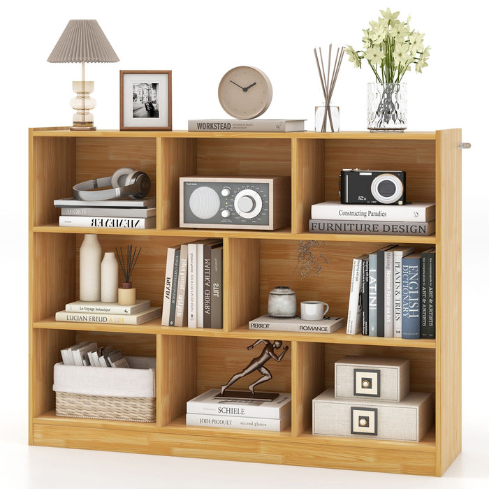3-Tier Wooden Cube Bookcase with 8 Compartments