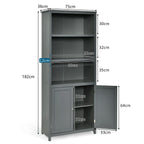 Wooden Tall Bookcase with 3-Tier Storage Cabinet