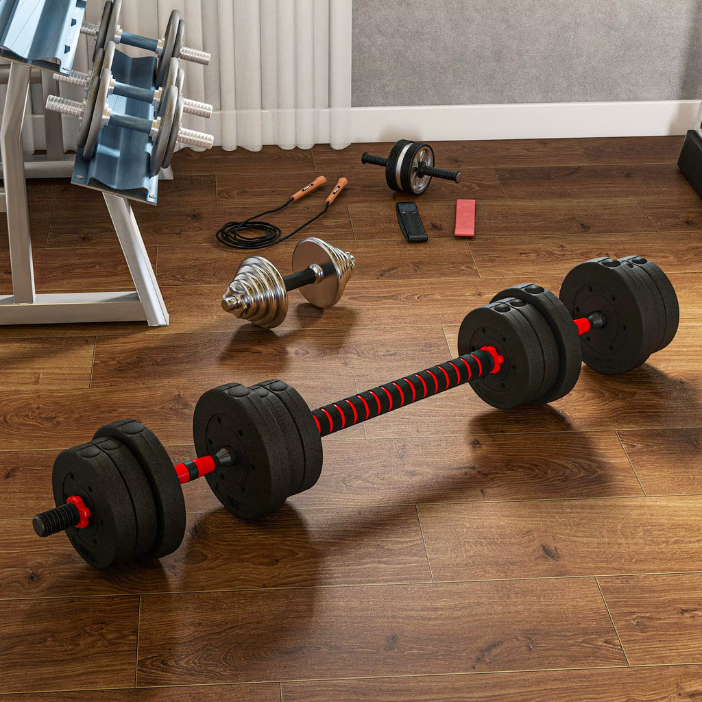 SEDOL 20kg Adjustable Dumbbells Set 2 in 1 Barbell Weights for Home Gym Lifting Training Strength Building Equipment Bodybuilding Workout for Men Women