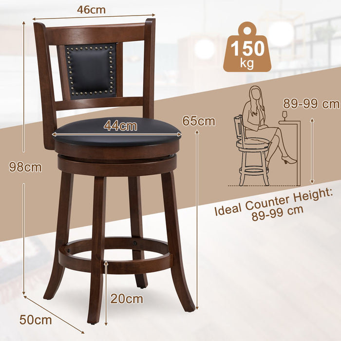 65/74 Cm Swivel Bar Stool Set of 2 with Curved Backrest
