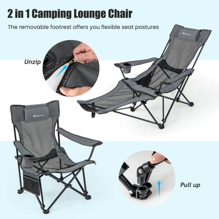Camping Lounge Chair with Detachable Footrest