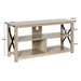 3-Tier Rustic TV Stand with Open Shelves and Cable Management