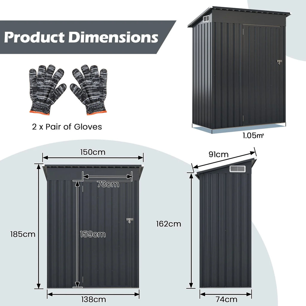 All-Weather Outdoor Storage Shed – Waterproof Garden Utility Cabinet with Sloping Roof