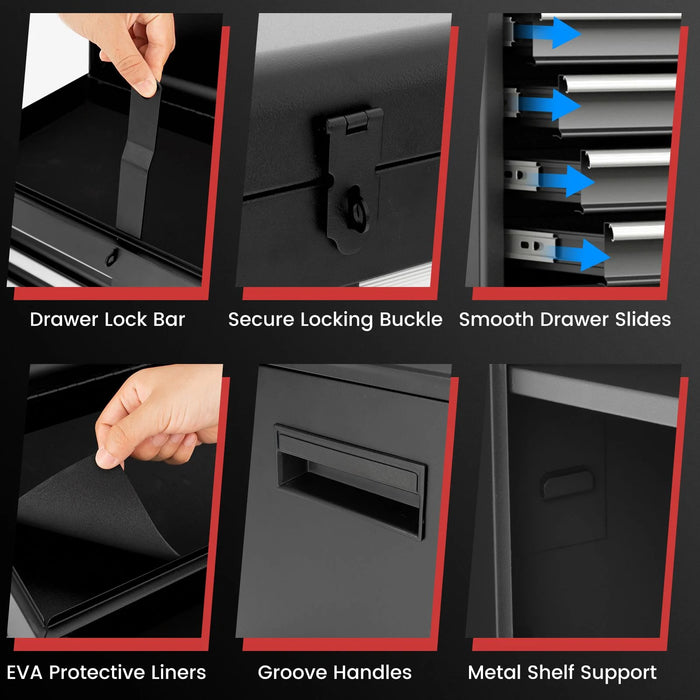 High-Capacity Rolling Tool Cabinet – Lockable Wheels, Metal 2‑in‑1 Chest & Base