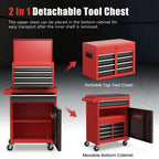 High-Capacity Rolling Tool Cabinet – Lockable Wheels, Metal 2‑in‑1 Chest & Base