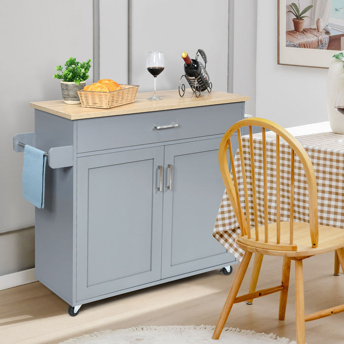 Rolling Kitchen Storage Trolley with Adjustable Shelf and Drawer