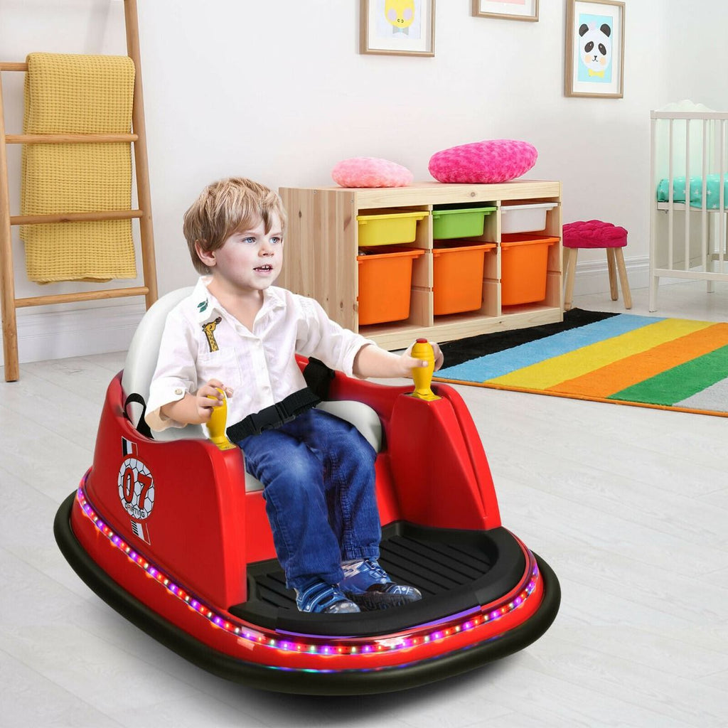 SEDOL Kids 6V Electric Bumper Car for Toddlers 360° Zero-Turn Waltz Car with Parental Remote Control Wall-Safe Rubber Bumper and Flashing LED Light Show