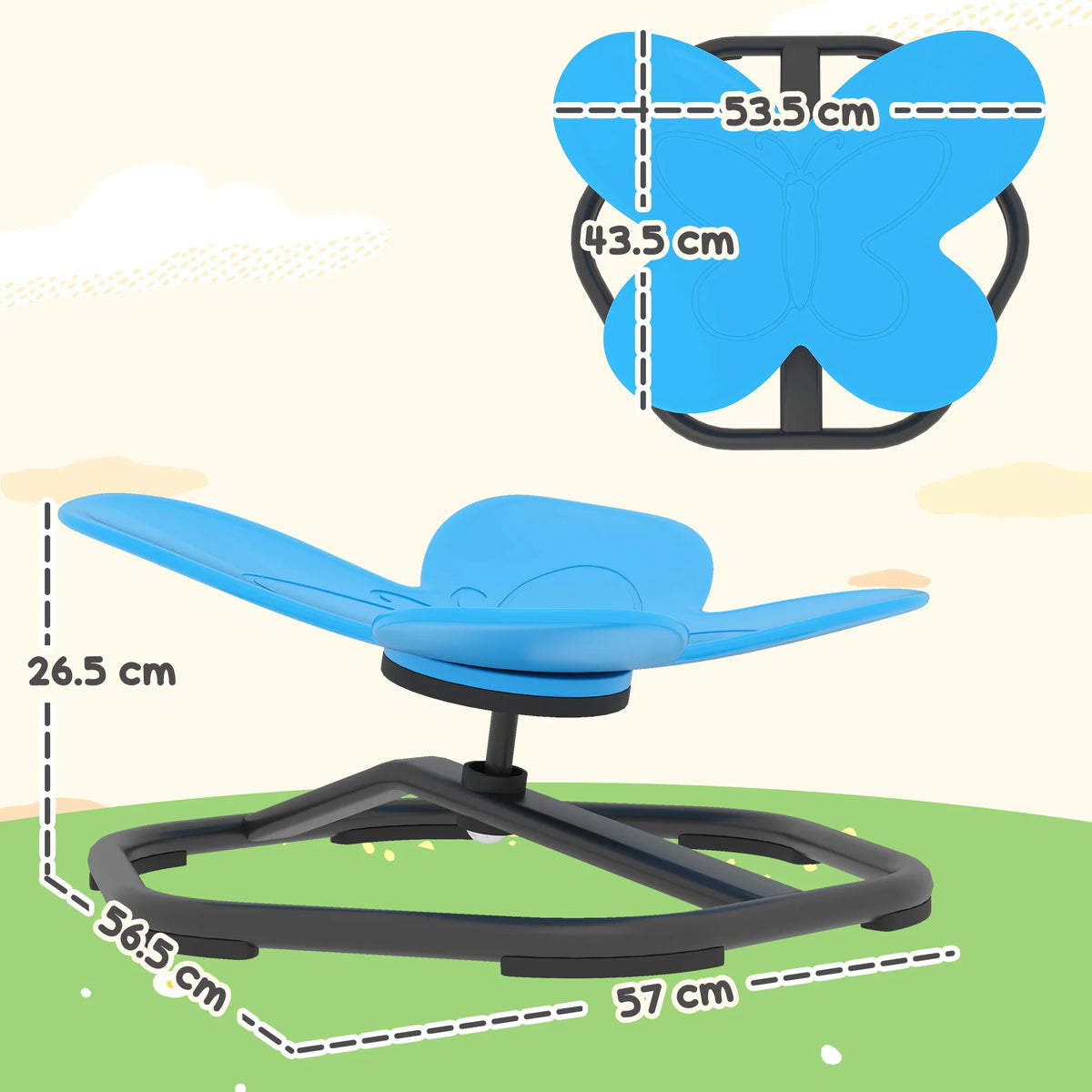 SEDOL Butterfly-Shaped Kids Swivel Chair – 360° Sensory Spinning Seat with Non-Slip Base, Steel Frame & Wide Fun Design for Ages 3-6