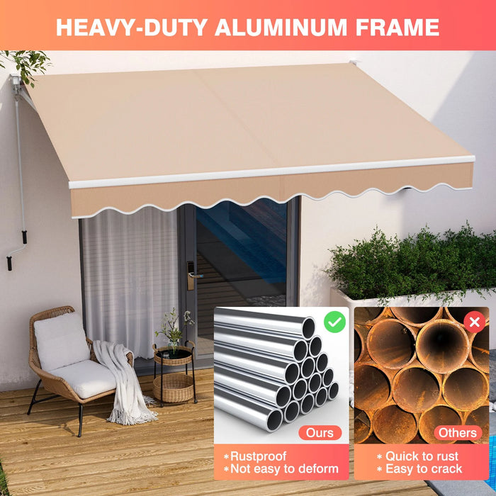 10x8ft Retractable Awning with Crank Handle