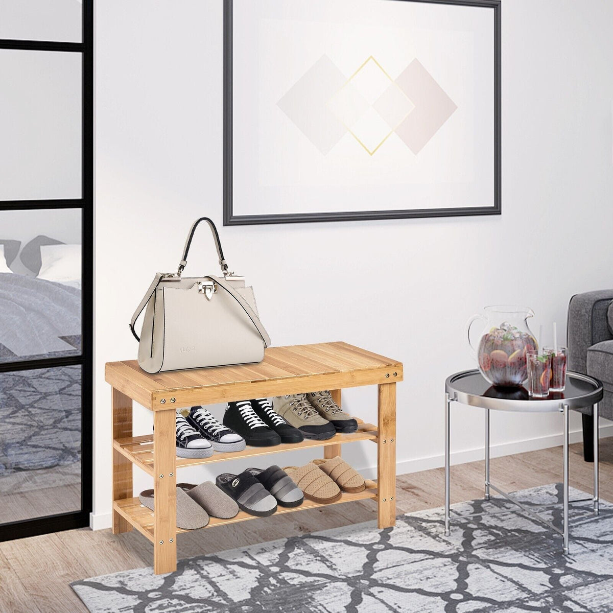 3-Tier Bamboo Shoe Bench for Entryway