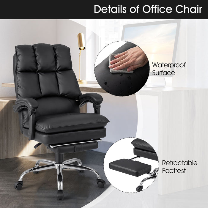 Ergonomic Adjustable High Back Rolling Computer Chair with Retractable Footrest