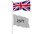 25FT Telescopic Aluminium Flagpole – Outdoor Retractable Splicing Pole with Rotating Rings & Ground Mount