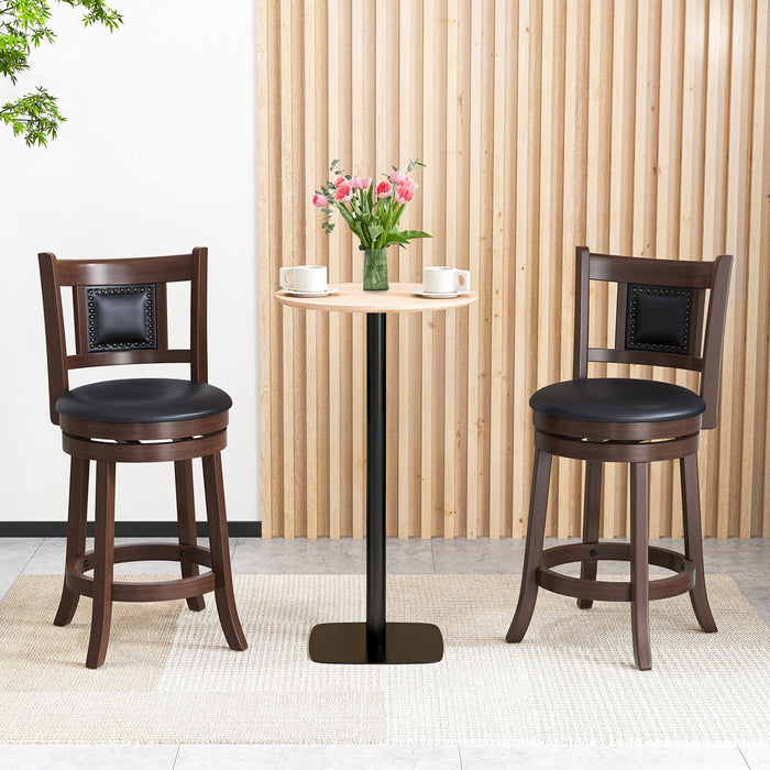 65/74 Cm Swivel Bar Stool Set of 2 with Curved Backrest