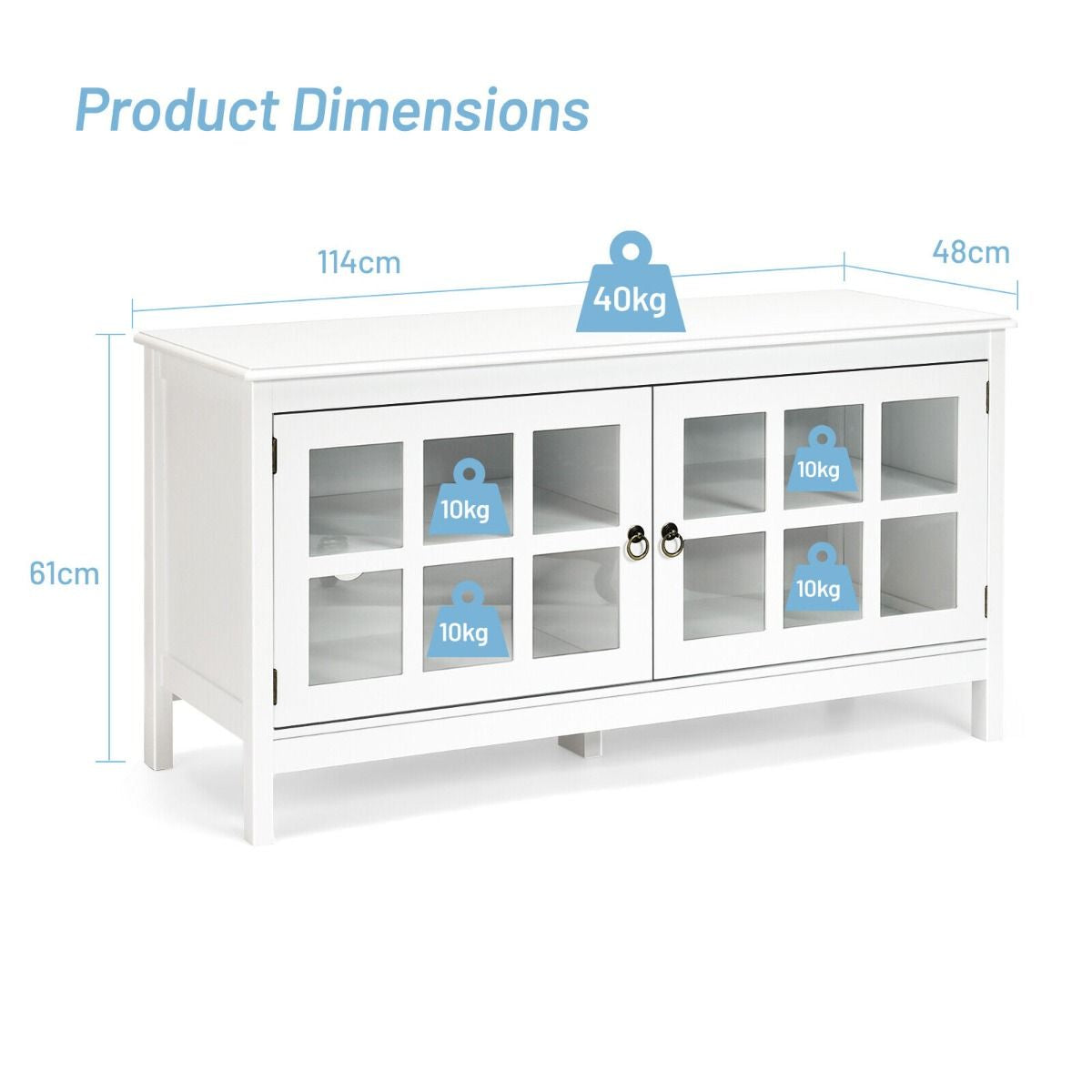 Modern Wooden TV Stand with Tempered Glass Doors for Tvs up to 50''